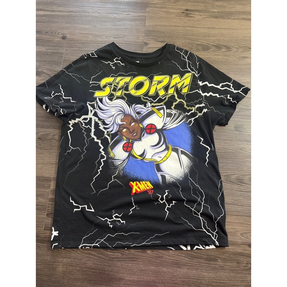Marvel Studios X-Men 97 Storm Graphic T-Shirt Black Lightning All Over Print XL